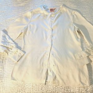 Tory Burch Cream Button-Down Long Sleeve Blouse